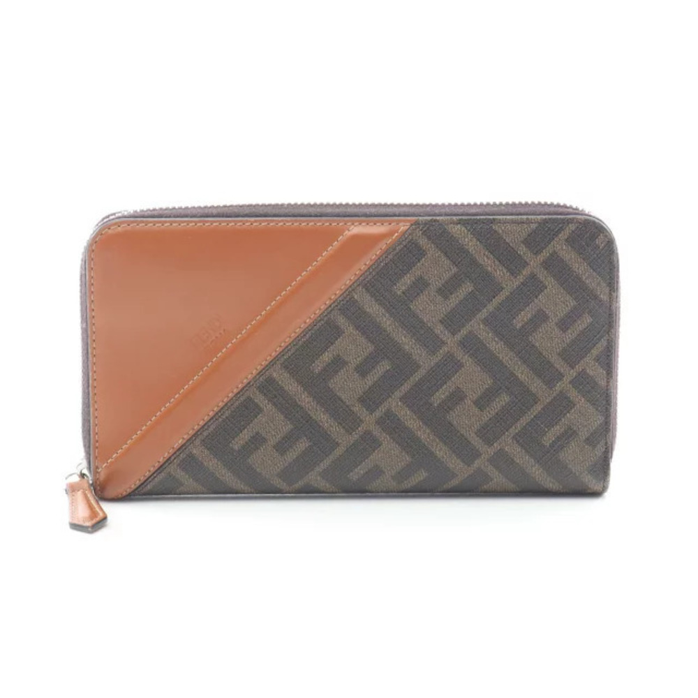 Fendi Zucca Round Long Wallet Leather Brown